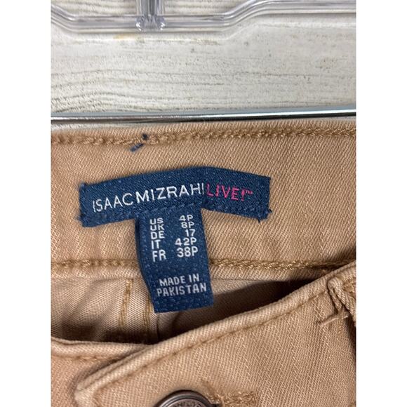 Isaac Mizrahi Women’s 4P Brown Wide Leg Cropped Denim Jeans Zip Front NEW - Picture 3 of 3
